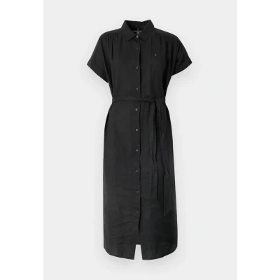 Abbildung von Tommy Hilfiger Belted MIDI Dress Blusenkleid, Damen, Größe: 34, Black