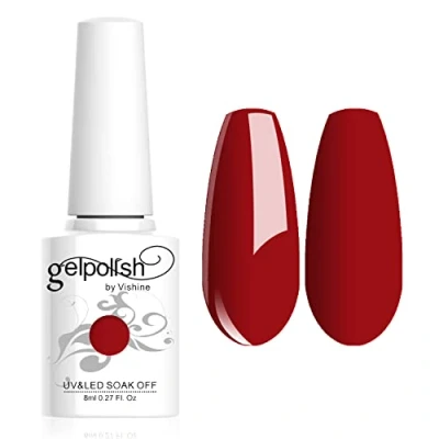 Abbildung von Vishine Nagellack, 8 ml, semi permanent, Soak Off, UV, LED, Maniküre, Gel Lack, Rot #1412