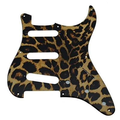Abbildung von KAISH 11 Loch Vintage ST SSS Single Coil Pickups Gitarre 3D Gedruckt Kunststoff Pickguard Scratch Plate für 8 Standard Fender Strats Leopard Stripe