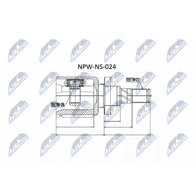 Abbildung von NTY NPW NS 024 Gelenksatz Schaltgetriebe, Automatikgetriebe Vorderachse links, rechts, getriebeseitig NISSAN: Pathfinder 3