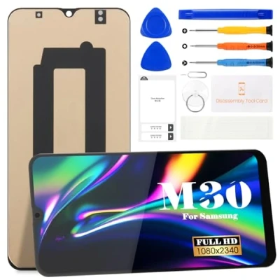 Abbildung von SRJTEK Kompatibel mit Samsung Galaxy M30 LCD Display M305 Bildschirm Ersatzteile Matrix Digitizer M305F M305DS Montagesets (Incell Schwarz ohne Rahmen)