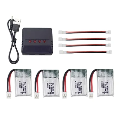 Abbildung von ZYGY 4pcs 3.7V 220mAh Lithium Batterie &amp; 4in1 Balance Ladegerät für E010 E010C E011 E011C E013 GoolRC T36 NINHUI NH010 F36 H36 HS210 SANROCK GD65A ATOYX AT 66 Quad Rotor Drohne