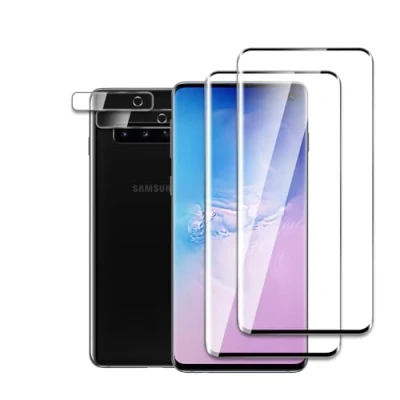 Abbildung von 2 Stück Schutzfolie für Samsung Galaxy S10 mit Kamera Panzerfolie, 3D Gebogene vollständige Abdeckung Schutzglas Folie, Anti Kratzer, Einfache Installation