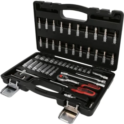 Abbildung von KS TOOLS 911.0653 Steckschlüsseleinsatz Set Chrom Vanadium Stahl 1/4Zoll mit Ratschenfunktion Vierkant