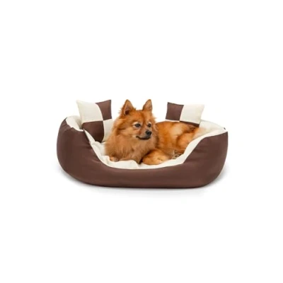 Abbildung von lionto Tierkissen 4 in 1 Hundebett aus Oxfordgewebe, mit Wendekissen, braun/beige, 65 cm x 50