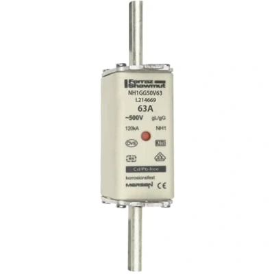 Abbildung von Mersen NH Zero Sicherungseinsatz NH1GG50V63 Gr.1, 63A AC500V 8430399001746