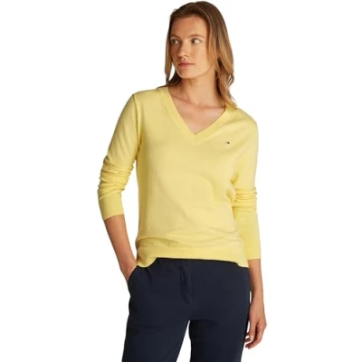 Abbildung von Tommy Hilfiger Stitch VNK Strickpullover, Damen, Größe: XXS, Citronella