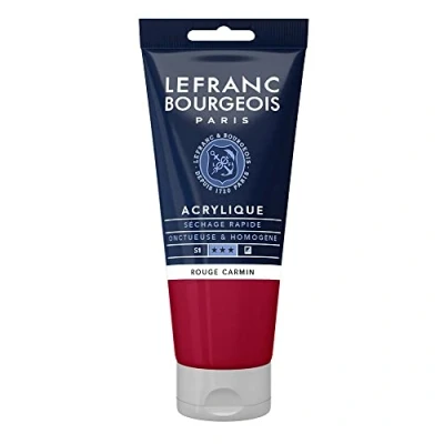Abbildung von Lefranc Bourgeois 300359 Fine Acrylfarbe Karminrot, 80ml Tube, cremige auf Wasserbasis, schnell trocknend, lichtecht, wasserfest
