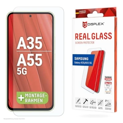 Abbildung von Samsung Galaxy A35 Panzerglas Displex Real Glass 2D Bildschirmschutzfolie für das / A55