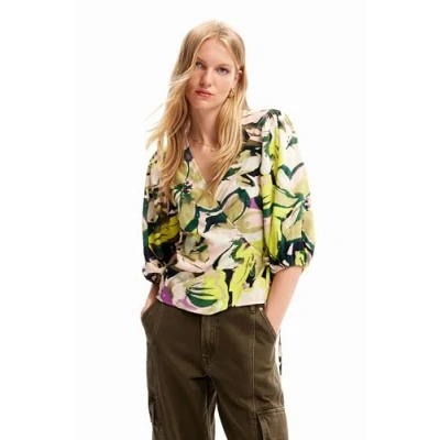 Abbildung von Desigual Floral WRAP Bluse, Damen, Größe: XS, Green