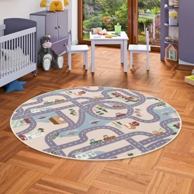 Abbildung von Kinderteppich Kinder Spiel Straßenteppich Fun Town Rund, Snapstyle, Höhe: 4 mm