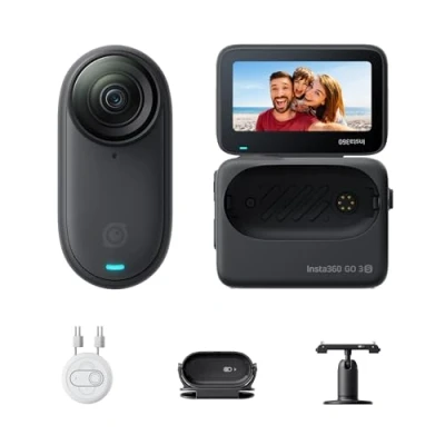 Abbildung von Insta360 GO 3S 128 GB Tragbare 4K Mini Kamera, Freihand POVs, Überall anbringbar, Stabilisierung, 140 min Akku, 10 m wasserdicht, KI Bearbeitung, Apple Find My, Schwarz, für Vlogs, Reisen, Outdoor