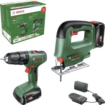 Abbildung von Bosch Home &amp; Garden Akku Bohrschrauber &quot;EasyImpact 18V 70 + Stichsäge EasySaw 70&quot;, mit 2 Akkus 18V/2,0Ah und Ladegerät AL18V 20