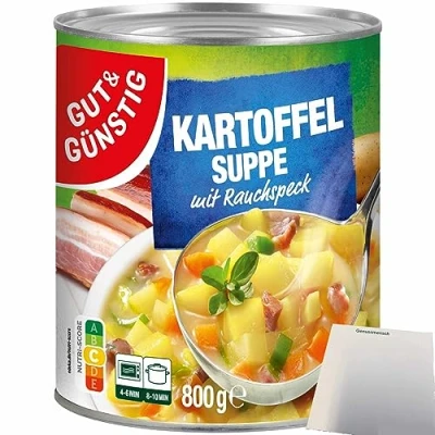 Abbildung von Gut&amp;Günstig Kartoffelsuppe mit saftigem Rauchspeck (800g Dose) + usy Block