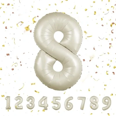 Abbildung von Geburtstag zahlen luftballon 8 jahre Beige Folienballon XXL Riesen in 40&quot; 101cm Geburtstagsdeko Ballon Zahl Deko zum .Fliegt mit Helium