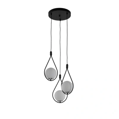 Abbildung von Hängeleuchte plafonieren Schleife 3 Lampen Sakkade Bulla Metall Glas Schwarz Opal Menzzo