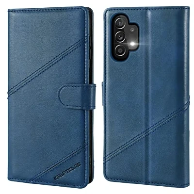 Abbildung von KRAFTCARE Handyhülle für Samsung Galaxy A13 4G/5G/A04S Hülle, [Kartenfach] [Stand] Flip Case Leder Stoßfeste Schutzhülle Klapphülle A04S/ 4G/5G Blau