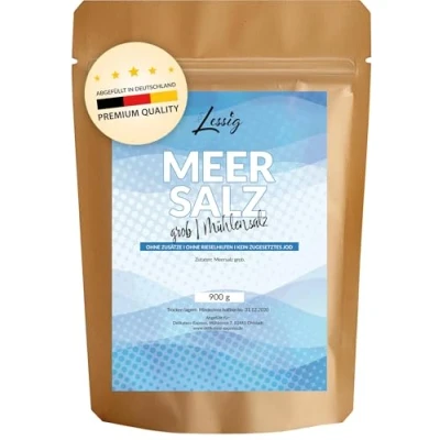 Abbildung von Lessig Meersalz grob 900g mediterranes grobes Salz ohne Zusätze zugesetztes Jod Rieselhilfen