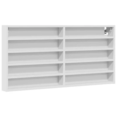 Abbildung von vidaXL Vitrinenschrank, Sammlervitrine 10 Ablagen, Hängevitrine Wandregal für Wohnzimmer, Glasvitrine Wandvitrine Hängeregal, Weiß Holzwerkstoff
