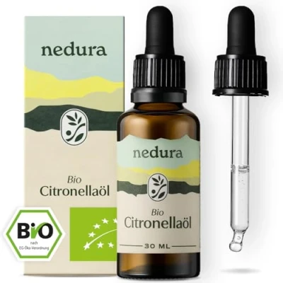 Abbildung von nedura® BIO Citronellaöl [100% NATURREIN] Echtes Citronella Öl, erfrischend &amp; belebend Ätherisches Oil für Aromatherapie, Raumduft 30ml