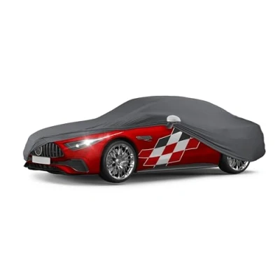 Abbildung von WALSER Premium Abdeckung Auto Indoor Stretch Plus Qualitätssieger Sehr Gut* Autoabdeckung Winter Autogarage Autoplane Abdeckplane L anthrazit