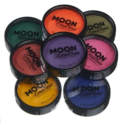 Abbildung von Moon Creations Pro Gesichts und Körper Make up, professionelle Farbfarben Kuchentöpfe für Gesichtsfarbe, Kostüme, Feste, Halloween Kinder, Erwachsene (Set mit dunklen Farben)