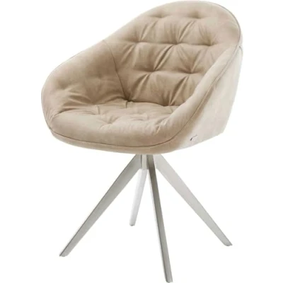 Abbildung von Drehstuhl Gaio Flex Beige Vintage Kreuzgestell kantig Edelstahl 180 drehbar
