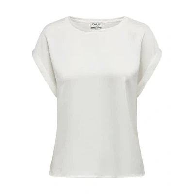 Abbildung von ONLY Damen ONLLIEKE S/S Satin Mix TOP WVN NOOS Kurzarmbluse, Weiß, X Small