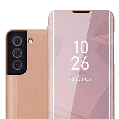 Abbildung von Cadorabo Hülle kompatibel mit Samsung Galaxy S22 Ultra Schutzhülle TPU Silikon Case 360 View Spiegel, Slim Kratzfest Weiche Gummi Rundumschutz Cover für in Schwarz