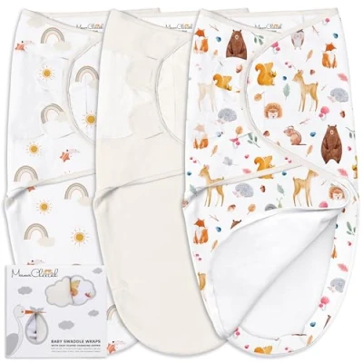 Abbildung von Mama Cheetah Baby Pucksack, Bio Wickeldecke, Wickeltasche für Neugeborene, verstellbare Trageschlinge, einfaches Wickeln Jungen und Mädchen von 0 3 Monaten