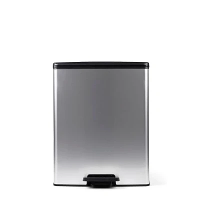 Abbildung von CURVER DECO DUO BIN Mülleimer, Kunststoff, Silber metallic, 2 x 26 L