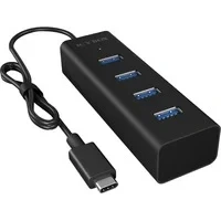 Abbildung von ICY BOX 4 fach USB 3 Hub (4x A 3.0), C Verbindung, integriertes Kabel, Aluminium, IB HUB1409 C3