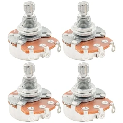 Abbildung von Alpha Full A500k Metrische Potentiometers Split Shaft Audio Taper Potis für E Gitarre oder Bass (4 Stück)