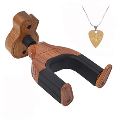 Abbildung von Gitarren Wandhalterung,Haken,Halter,Auto Lock Wandhalterung,mit 1 Stück Plektren Halskette,für Akustik,Elektro,Klassik,Bassgitarrenständer,Gitarrenzubehör