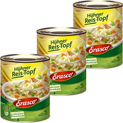 Abbildung von Erasco Hühner Reis Topf mit frischen Möhren und Kräutern 800g 3er Pack