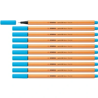 Abbildung von Fineliner STABILO point 88 10er Pack Neonfarbe, leuchtfarbenblau