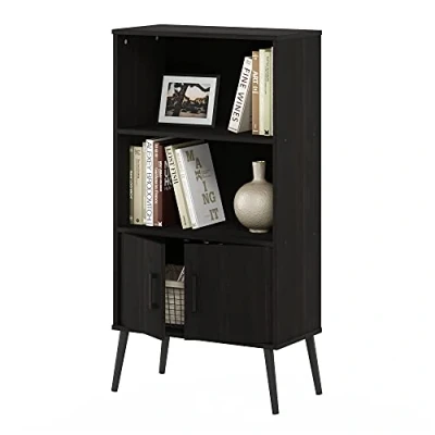Abbildung von Furinno Claude Mid Century Style Akzent Bücherregal mit Holzbeinen, Espresso