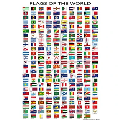 Abbildung von 1art1 Flaggen Der Welt Poster Ländernamen Und Hauptstädte, In Englisch Plakat Bild 91x61 cm