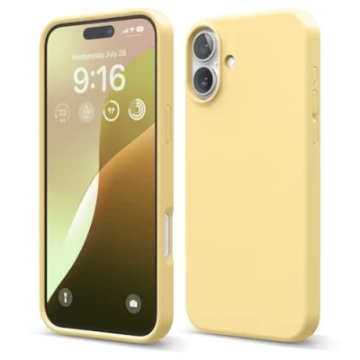 Abbildung von elago Premium Liquid Silikon Hülle Kompatibel mit iPhone 16 Plus Hülle, Ganzkörper Handyhülle, Stoßfest, Schlanke Kratzfester weicher Mikrofaser Innenfutter, 6.7 Zoll (Gelb)