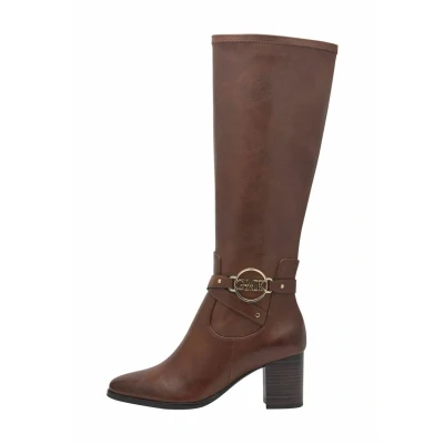 Abbildung von MARCO TOZZI by Guido Maria Kretschmer Damen Hohe Stiefel mit Absatz aus Kunstleder Reißverschluss, Braun (Chestnut), 38 EU