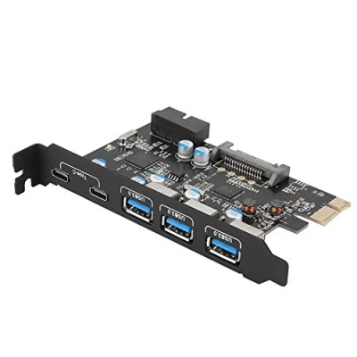 Abbildung von ASHATA 5 Port USB PCIe Express Controllerkarte, 3.0/Type C zu PCI E Erweiterungskarte Schnittstellenkarte,Multifunktion 3 3.0+2 Typ Adapterkarte für