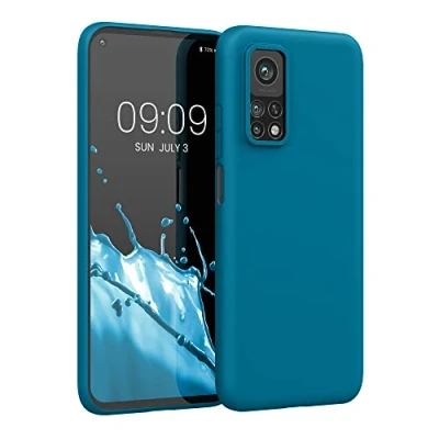 Abbildung von kwmobile Hülle kompatibel mit Xiaomi Mi 10T / Pro weiches TPU Silikon Case Cover geeignet für kabelloses Laden Karibikblau