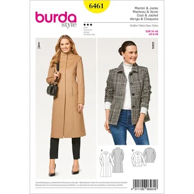 Abbildung von Burda B6461 Schnittmuster 6461 Mantel und Jacke, Papier, weiß, 19 x 14 0,5 cm