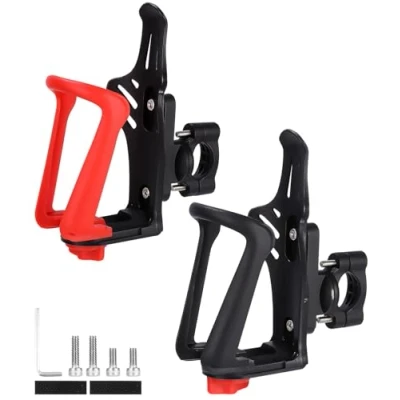 Abbildung von Flaschenhalter Fahrrad, Getränkehalter Motorrad Trinkflaschenhalter, Kunststoff Wasserflaschenhalter with 360 Rotating Holder, für Rahmen und Lenker, MTB, Roller,Rollstuhl,Motorrad,Kinderwagen