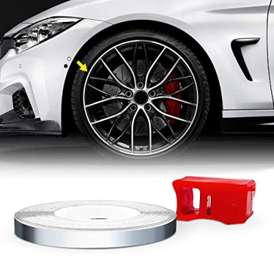 Abbildung von 4R Quattroerre.it 10331 Dekorstreifen für Felgen mit Applikator, Wheel Trim Stripes Chrom, 5 mm x 6 mt