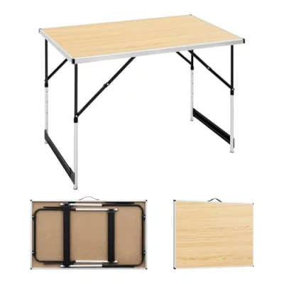 Abbildung von WOLTU® Campingtisch Klapptisch Gartentisch Arbeitstisch Balkontisch höhenverstellbar Aluminium Stahl MDF Hell Eiche CPT8121hei