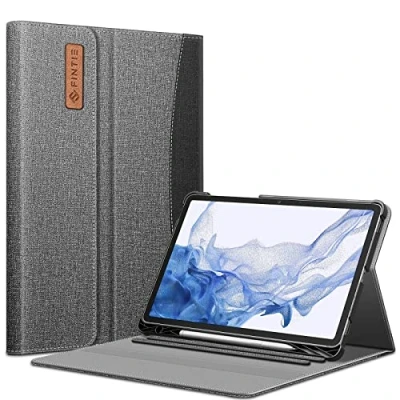 Abbildung von Fintie Hülle für Samsung Galaxy Tab S8 11 Zoll 2022 /S7 2020, Multi Winkel Betrachtung Folio Schutzhülle mit S Pen Halter Dokumentschlitze Auto Schlaf/Wach, Dunkelgrau