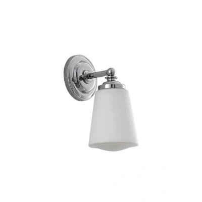 Abbildung von Arcchio Wandleuchte Mahdi, dimmbar, Leuchtmittel nicht inklusive, Modern, Glas, Eisen, opalweiß, chrom, 1 flammig, E14, Bad