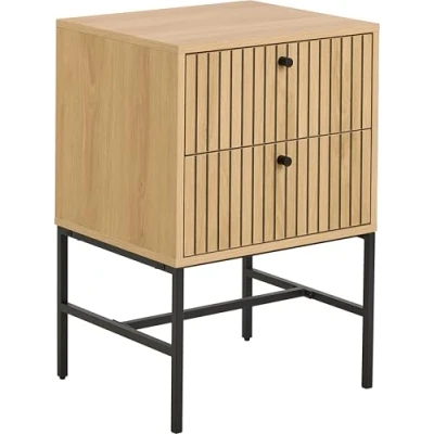 Abbildung von ACTONA GROUP Nachttisch Albany, Eiche Optik, Lamellenfront, 2 Schubladen, B: 45,6 cm