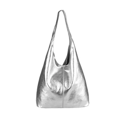 Abbildung von ITALYSHOP24 Shopper Made in Italy Damen Leder Tasche Schultertasche, ein Leichtgewicht Shopper, als Handtasche, Henkeltasche tragbar